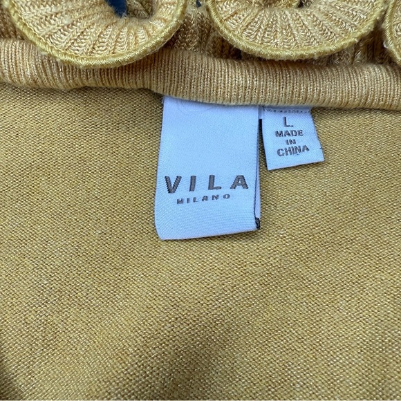 VILA Mustard Yellow Ruffled Sleeveless Knit Sweater - Picture 7 of 9